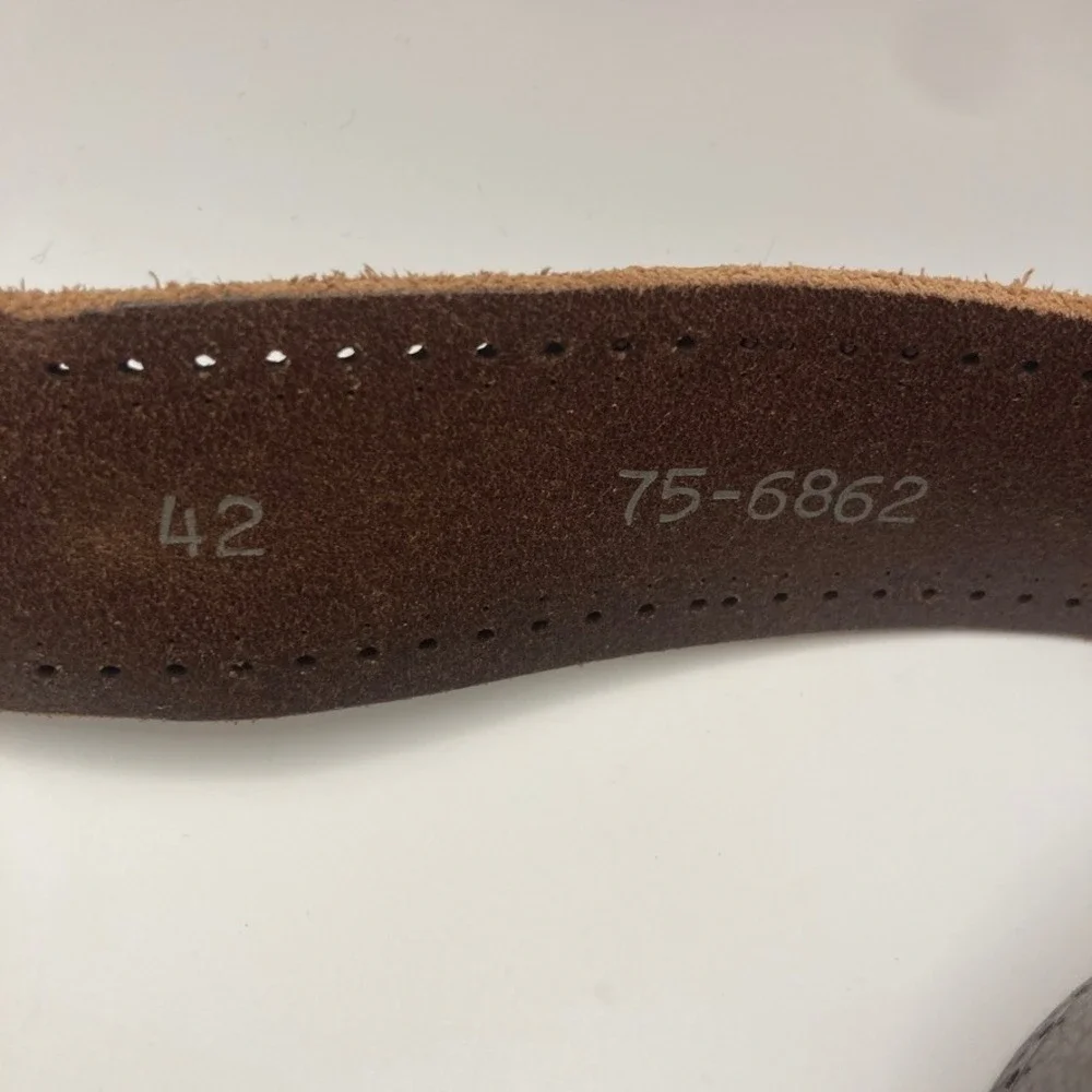 Johnston & Murphy Men's Classic Casual Leather Belt 42 Brown Made in Italy‎